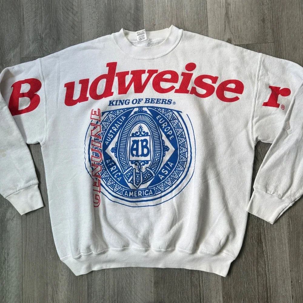 Vintage 90s Rare Budweiser King of Beers Sweatshirt Men's XL Genuine Logo
